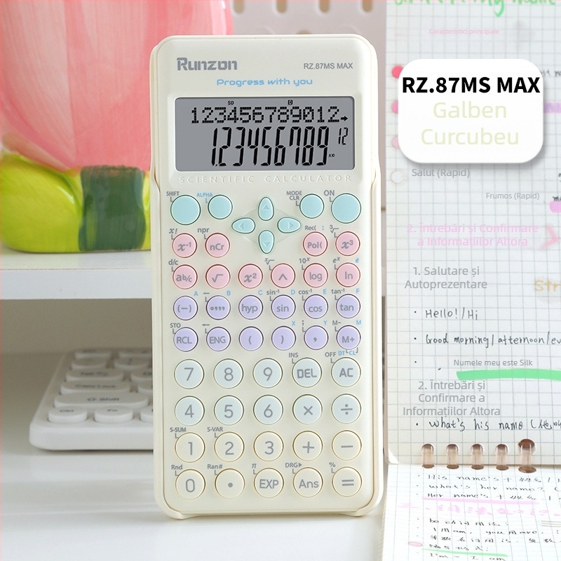 Calculator științific pentru studenți – portabil, ecran de 12 cifre, plastic ABS, model RZ.87ms, imprimare logo personalizat, baterie neincluse