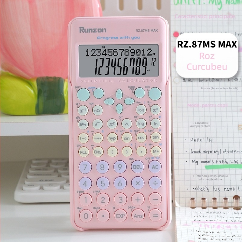 Calculator științific pentru studenți – portabil, ecran de 12 cifre, plastic ABS, model RZ.87ms, imprimare logo personalizat, baterie neincluse