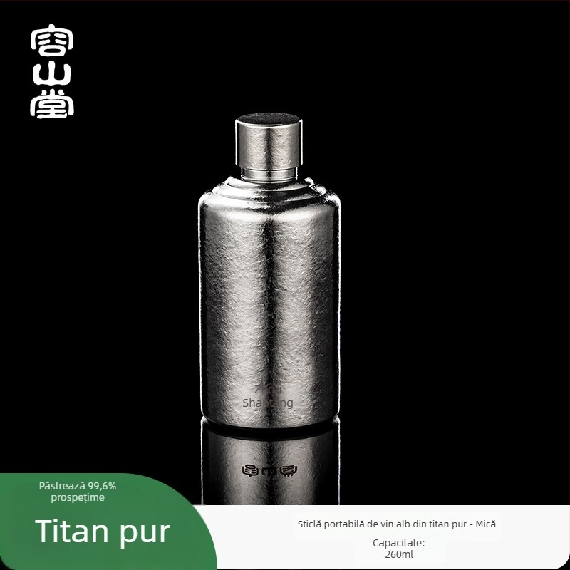 Rongshantang sticlă de vin din titan pur, pentru exterior, portabilă - stil modern minimalist, sticlă goală, imprimare logo disponibil