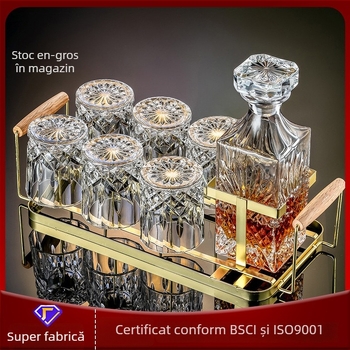 Set de pahare de whisky și sticlă – sticlă de cristal, stil modern minimalist, ambalaj din hârtie, imprimare de logo disponibilă, lansat în 2025