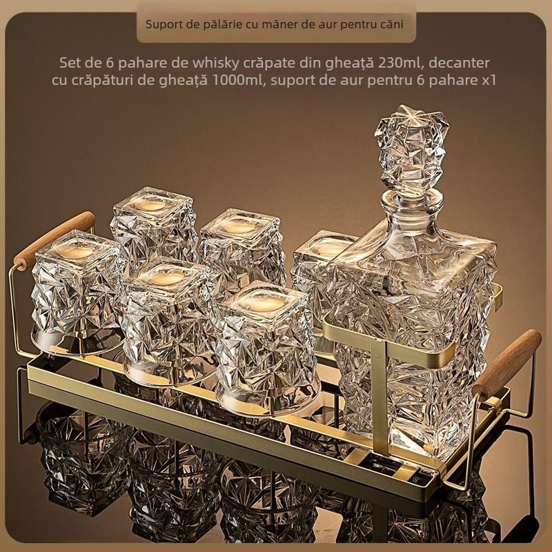 Set de pahare de whisky și sticlă – sticlă de cristal, stil modern minimalist, ambalaj din hârtie, imprimare de logo disponibilă, lansat în 2025