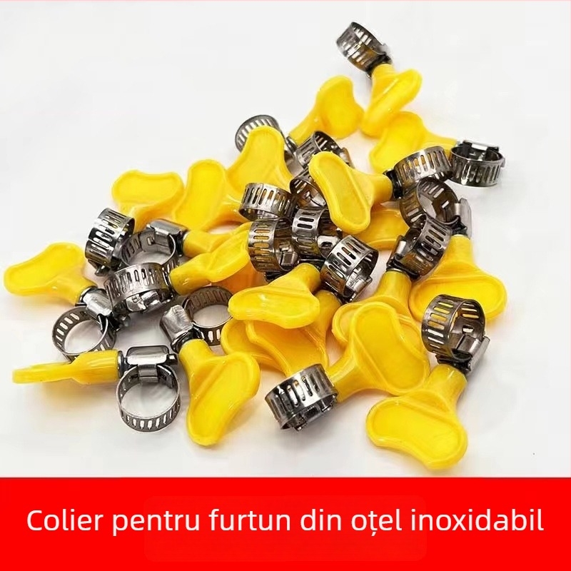 Colier de țeavă din oțel cu bandă șurub; diametre nominale 10–16 mm, 13–19 mm, 16–25 mm; diametru de prindere 25 mm; utilizare: Altele