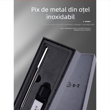 Stilou 9362 din oțel integral, vârf înclinat pentru scriere și practică semnături – destinat studenților