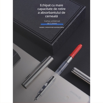 Stilou 9362 din oțel integral, vârf înclinat pentru scriere și practică semnături – destinat studenților