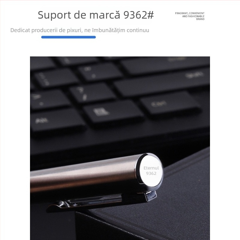 Stilou 9362 din oțel integral, vârf înclinat pentru scriere și practică semnături – destinat studenților