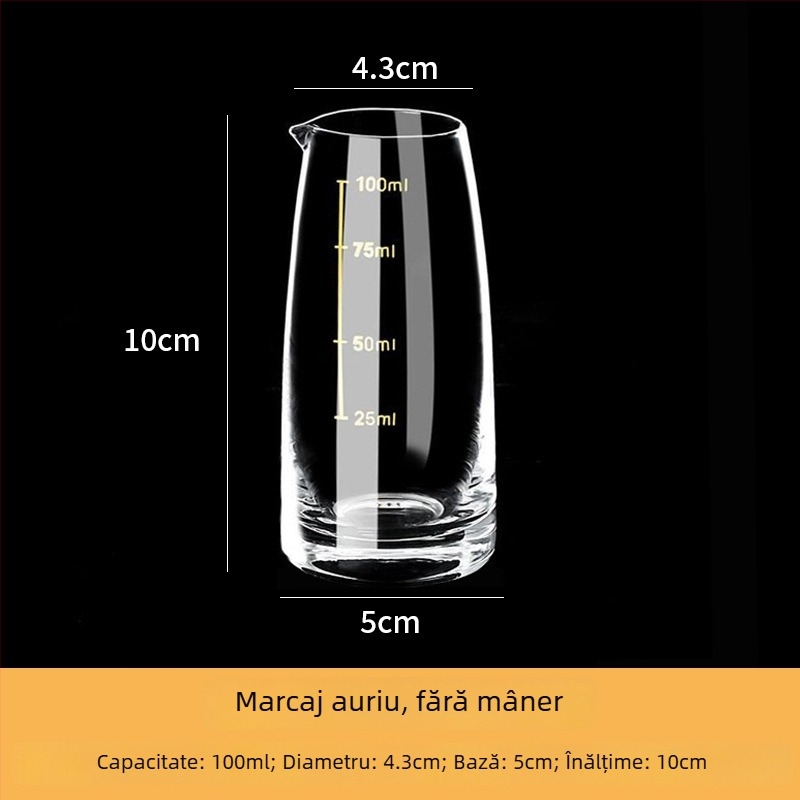 Set de ustensile pentru vin cu pahar de lichior și dozator, din sticlă, stil light luxury retro, accente cu foiță de aur, ambalaj 24 de seturi