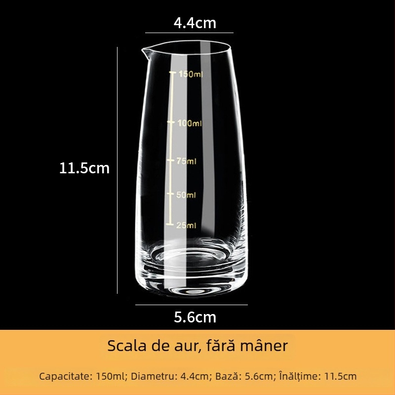 Set de ustensile pentru vin cu pahar de lichior și dozator, din sticlă, stil light luxury retro, accente cu foiță de aur, ambalaj 24 de seturi