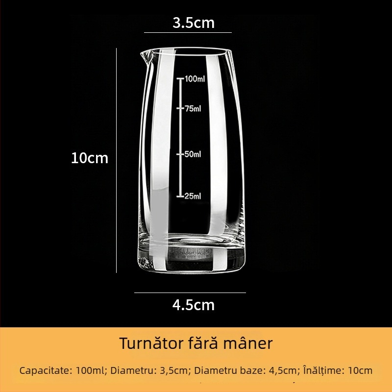 Set de ustensile pentru vin cu pahar de lichior și dozator, din sticlă, stil light luxury retro, accente cu foiță de aur, ambalaj 24 de seturi