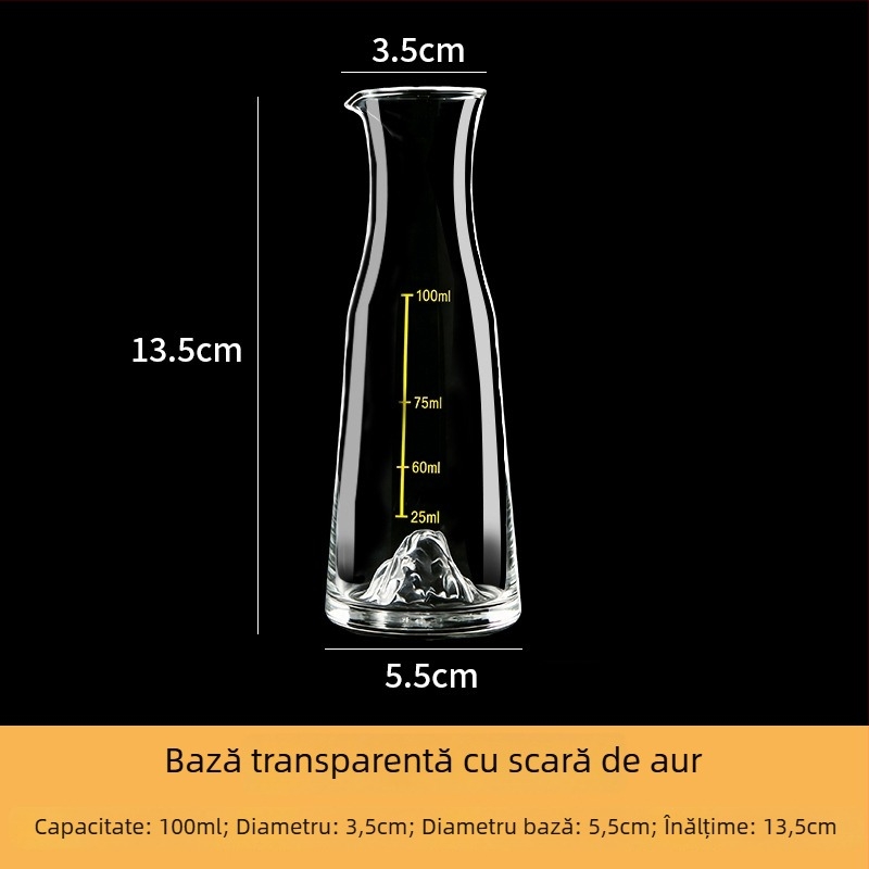 Set de ustensile pentru vin cu pahar de lichior și dozator, din sticlă, stil light luxury retro, accente cu foiță de aur, ambalaj 24 de seturi