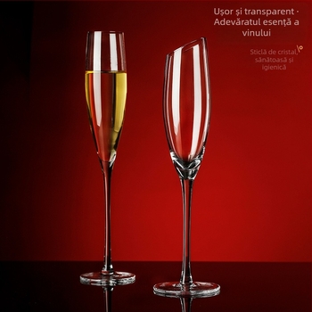 Set de pahare de șampanie din cristal, marca 123, stil lux ușor, design retro