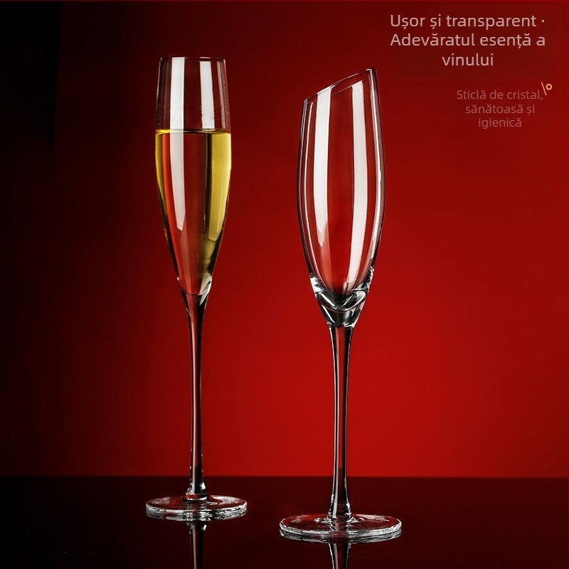 Set de pahare de șampanie din cristal, marca 123, stil lux ușor, design retro
