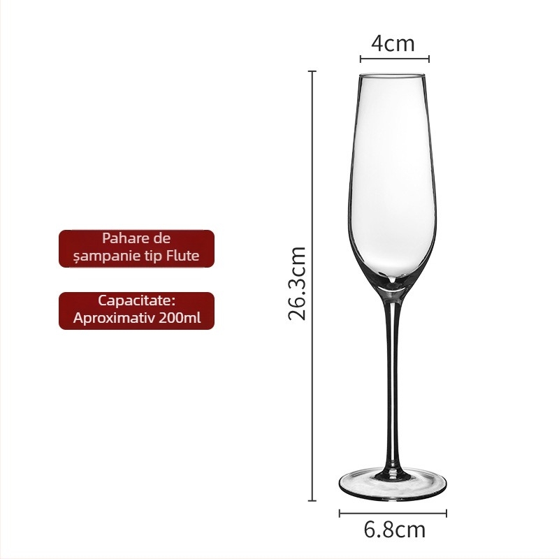 Set de pahare de șampanie din cristal, marca 123, stil lux ușor, design retro