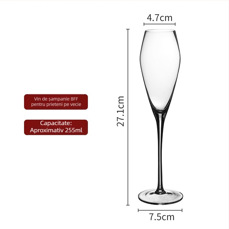 Set de pahare de șampanie din cristal, marca 123, stil lux ușor, design retro