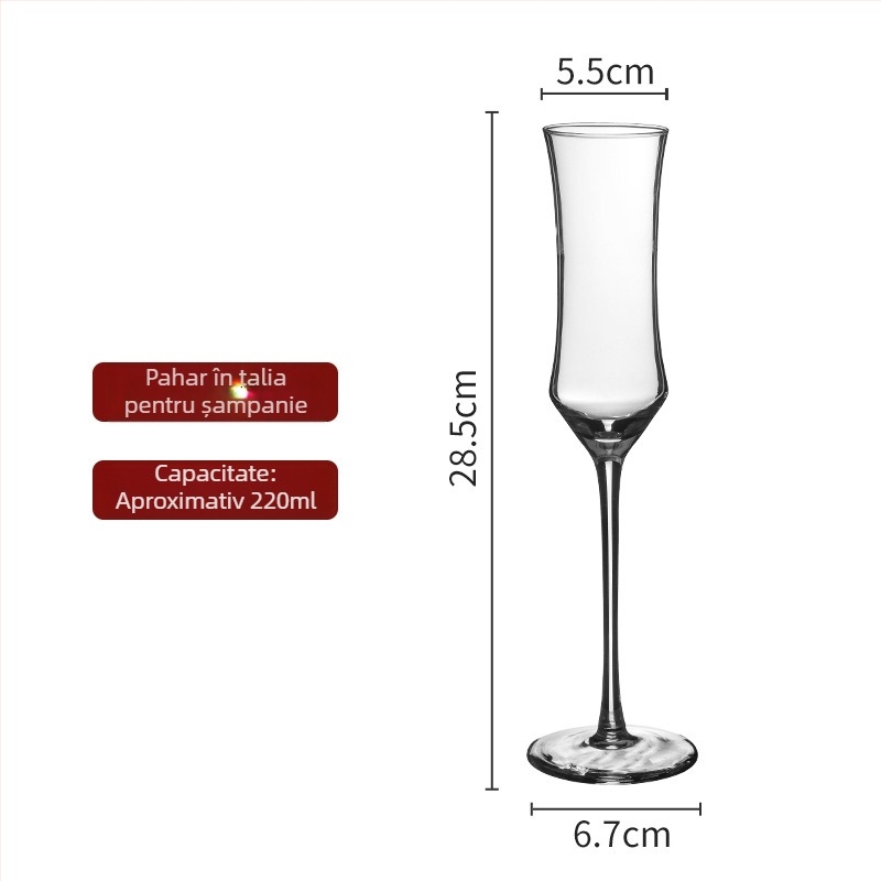 Set de pahare de șampanie din cristal, marca 123, stil lux ușor, design retro