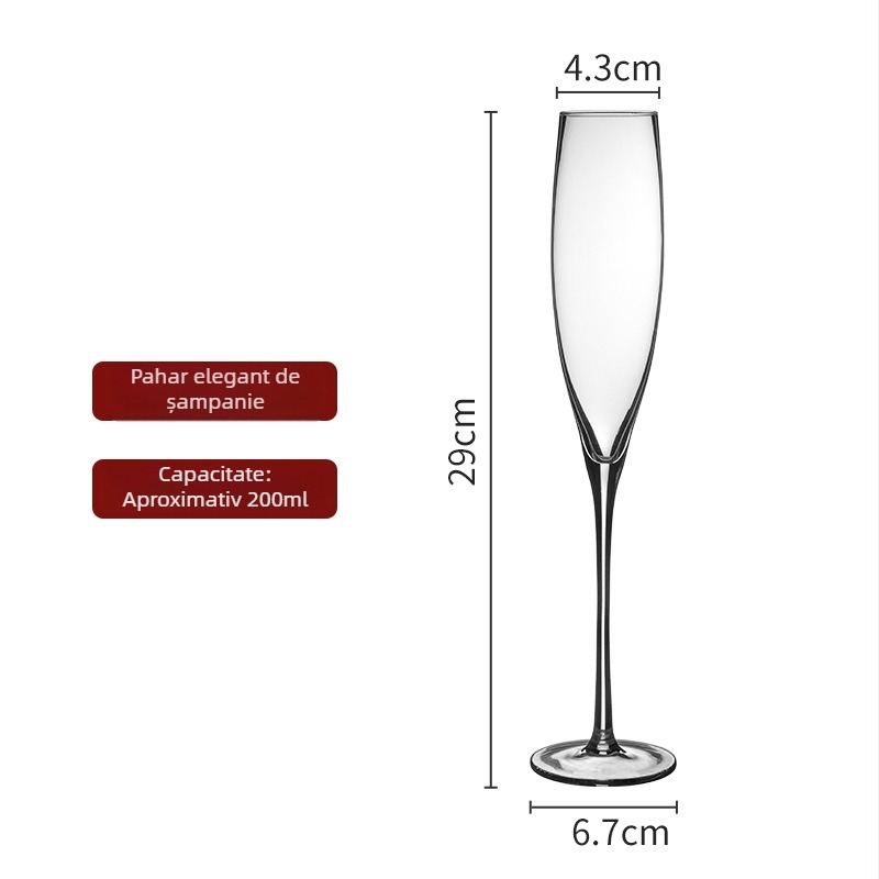 Set de pahare de șampanie din cristal, marca 123, stil lux ușor, design retro