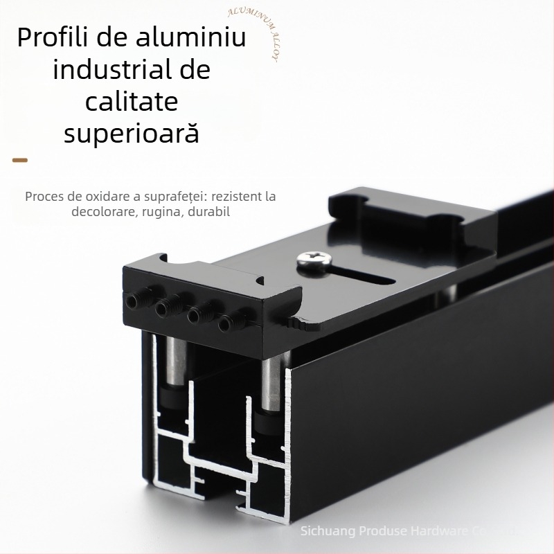 Hardware ușă cu tampon bidirecțional pentru ușă glisantă invizibilă – St-1500, material: fier + adeziv, încărcare maximă 80 kg, compatibil cu profile 35/40/42