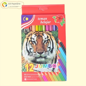 GEILI creioane colorate cu design tigru, corp din lemn, miez pe bază de ulei