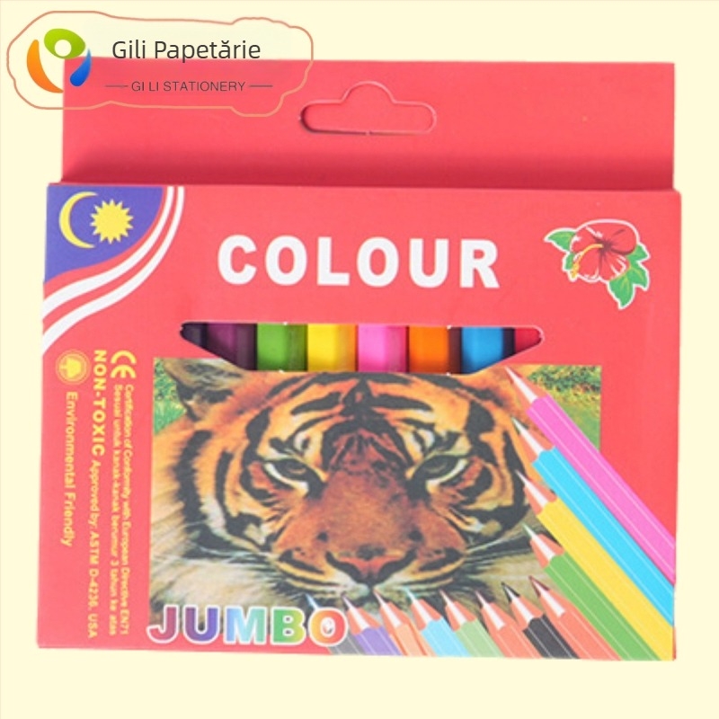 GEILI creioane colorate cu design tigru, corp din lemn, miez pe bază de ulei