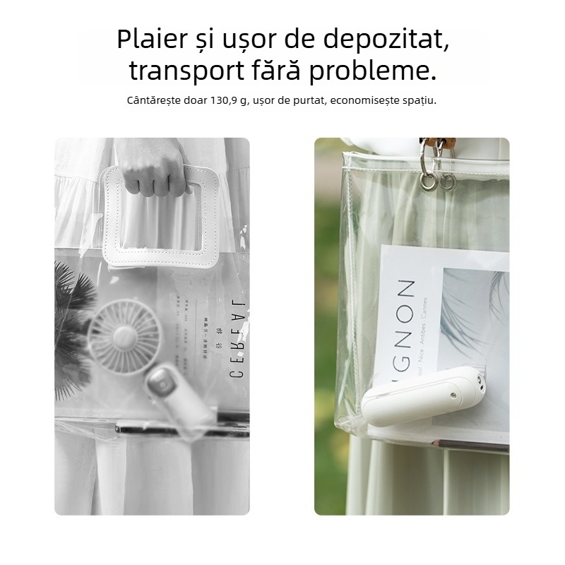 FAN portabil mic cu baterie încorporată 2000–4000 mAh, încărcare USB, suport pentru telefon și bază pliabilă de birou, funcționare silențioasă, 3 trepte de viteză, motor brushless