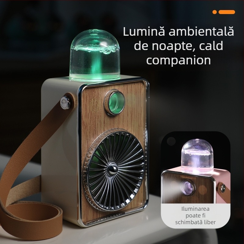 Ventilator de gât portabil, USB, baterie încorporată 800–1000 mAh, 2 trepte de viteză, 5V/5W, zgomot 36–45 dB