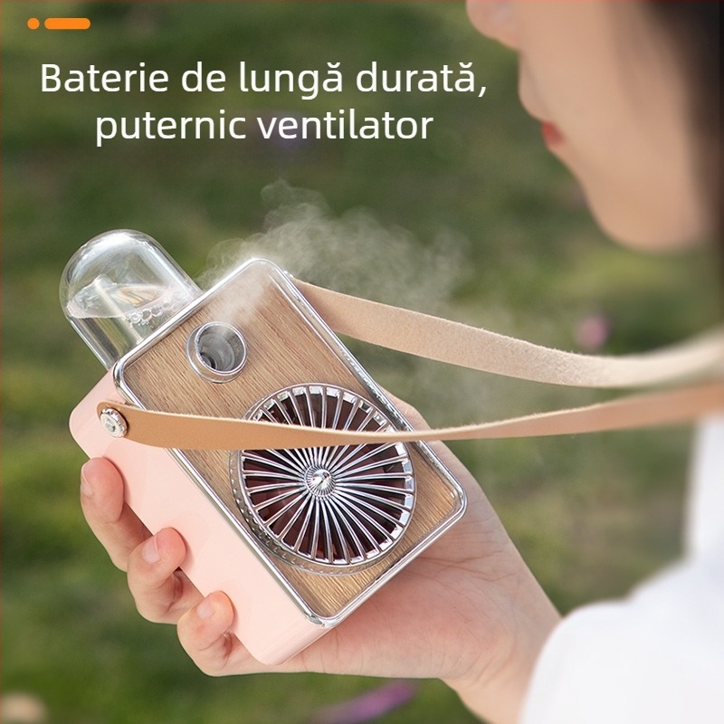 Ventilator de gât portabil, USB, baterie încorporată 800–1000 mAh, 2 trepte de viteză, 5V/5W, zgomot 36–45 dB