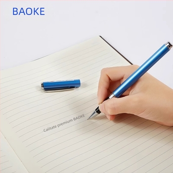 Stilou metalic cu corp din metal, sistem de absorbție a cernelei, vârf din oțel, ambalat în cutie, model PM158, 12 bucăți în cutie