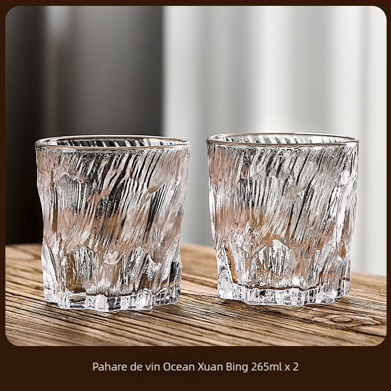 Pahar de whisky Green Apple din sticlă cristalină cu textură de gheață, stil european, set de 2 bucăți