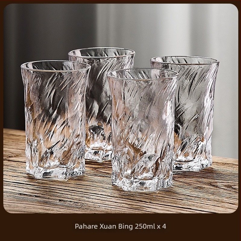 Pahar de whisky Green Apple din sticlă cristalină cu textură de gheață, stil european, set de 2 bucăți