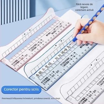 Dispozitiv de corectare a posturii la scriere pentru copii – bratara la încheietură și riglă de antrenament pentru preșcolari și elevi, modelul 1, lansare primăvara 2026