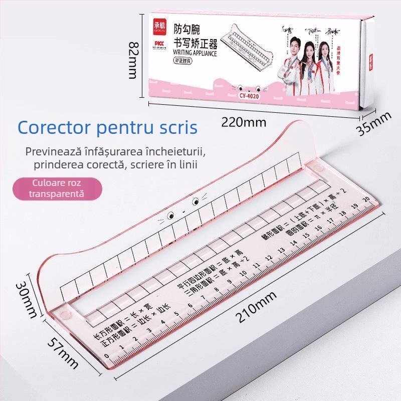 Dispozitiv de corectare a posturii la scriere pentru copii – bratara la încheietură și riglă de antrenament pentru preșcolari și elevi, modelul 1, lansare primăvara 2026
