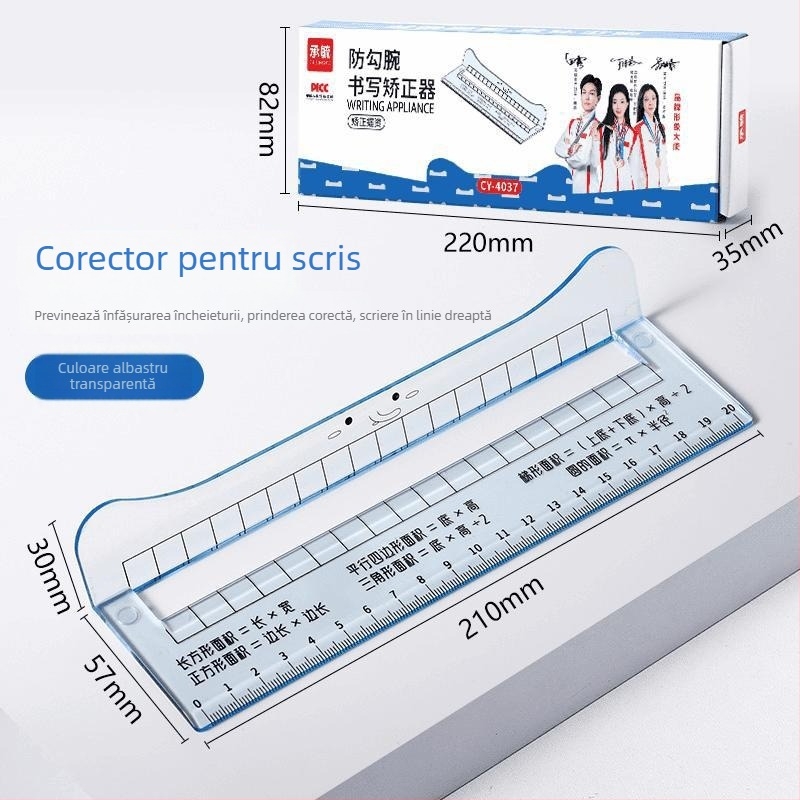Dispozitiv de corectare a posturii la scriere pentru copii – bratara la încheietură și riglă de antrenament pentru preșcolari și elevi, modelul 1, lansare primăvara 2026
