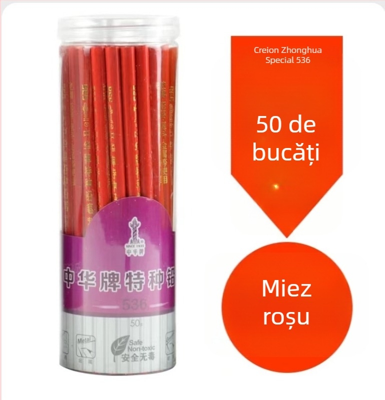 Creion pentru tâmplă 536 – corp din lemn, grafit HB, model 536