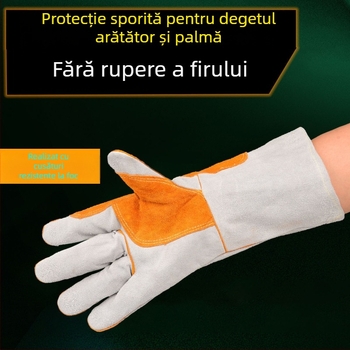 Mănuși de sudură din piele de vițel groasă, rezistente la uzură, la temperaturi înalte, anti-arzuri