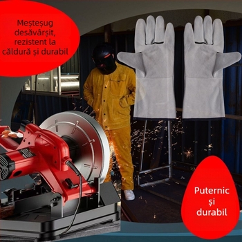 Mănuși de sudură din piele de vițel groasă, rezistente la uzură, la temperaturi înalte, anti-arzuri