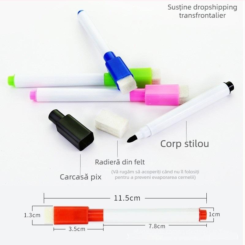 Budengci Marker șters pentru tablă pentru copii, marker pe bază de apă cu perie magnetică