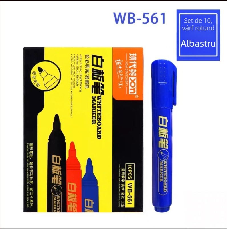 Marker pentru tablă albă WB561, vârf din fibră, priză confortabilă, scriere lină, cerneală continuă