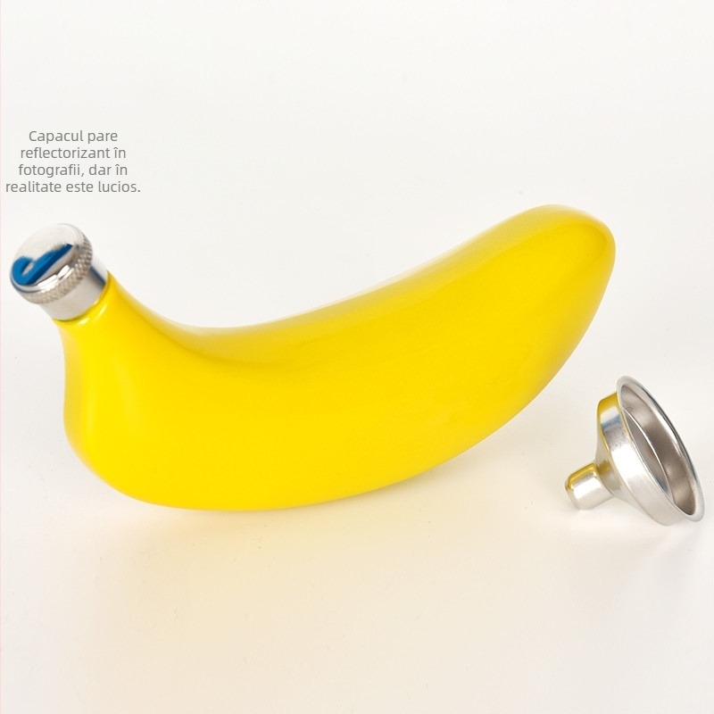 Sticlă portabilă de vin din oțel inoxidabil, design retro-lux, formă specială cu motiv pește-banane-inimă, imprimare logo disponibilă, ambalaj single, lansată în 2018.