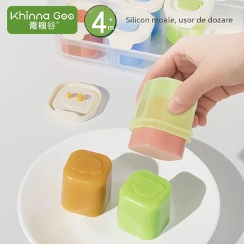 Tavă din silicon pentru bebeluși – depozitare piure, congelare rapidă, demoldare ușoară, design modern