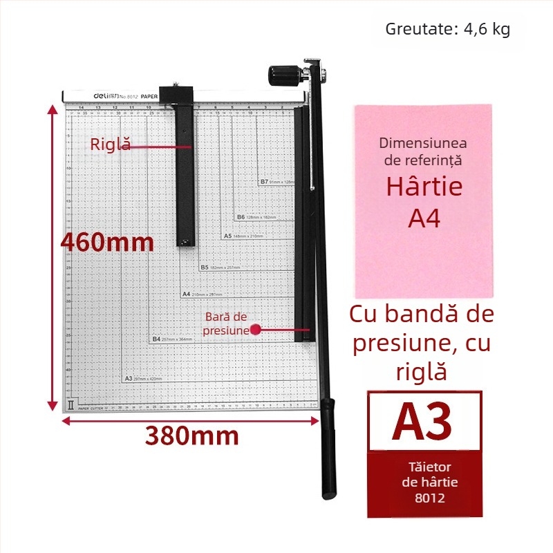 Deli 8014 tăietor de hârtie metalic de birou