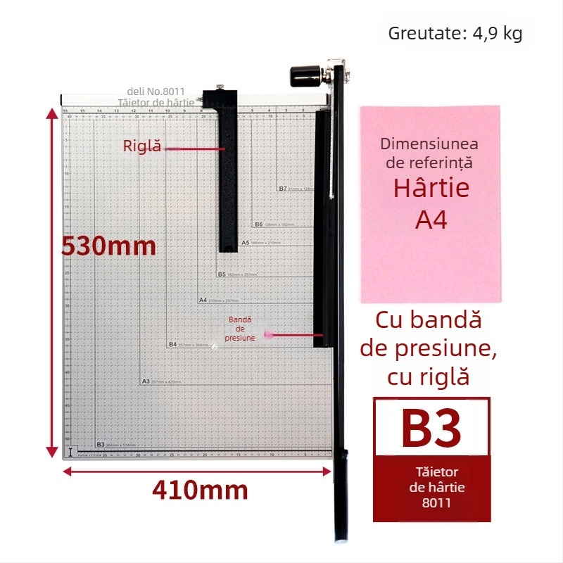 Deli 8014 tăietor de hârtie metalic de birou