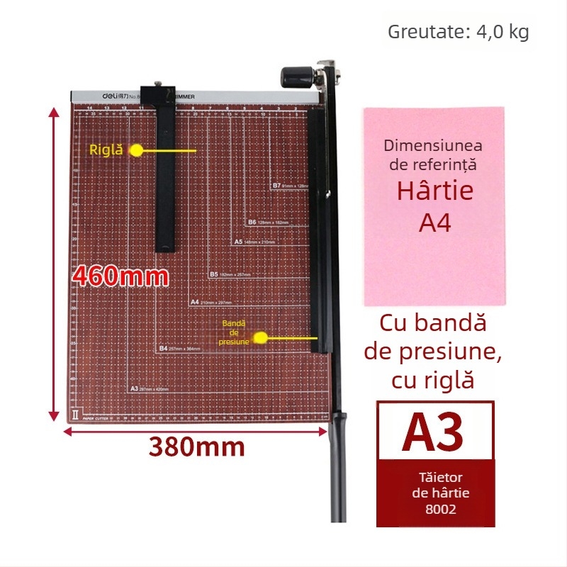 Deli 8014 tăietor de hârtie metalic de birou