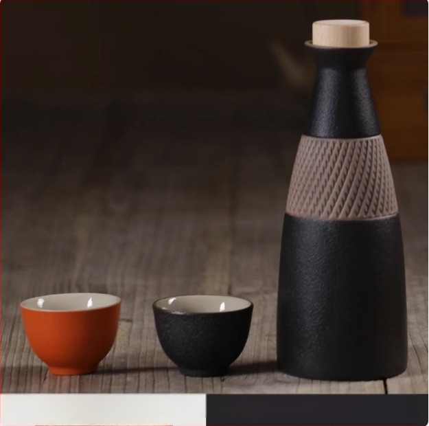 Carafă ceramică pentru vin, stil rustic vintage, mică – set de sticle cu capac etanș pentru uz casnic