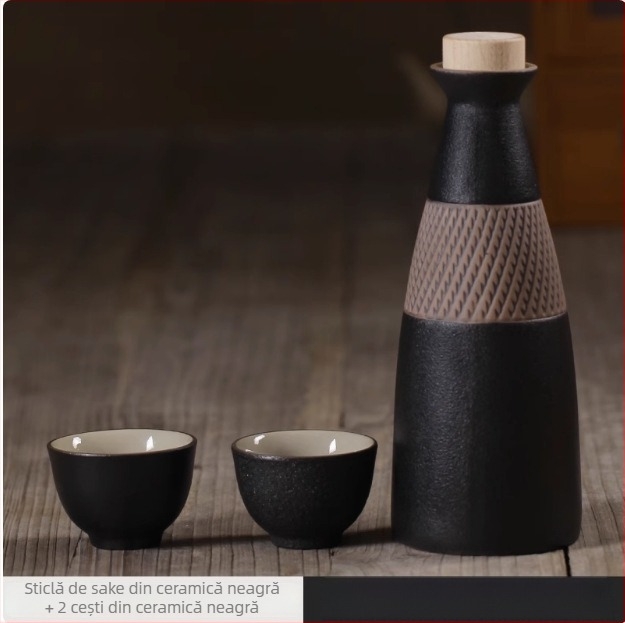 Carafă ceramică pentru vin, stil rustic vintage, mică – set de sticle cu capac etanș pentru uz casnic