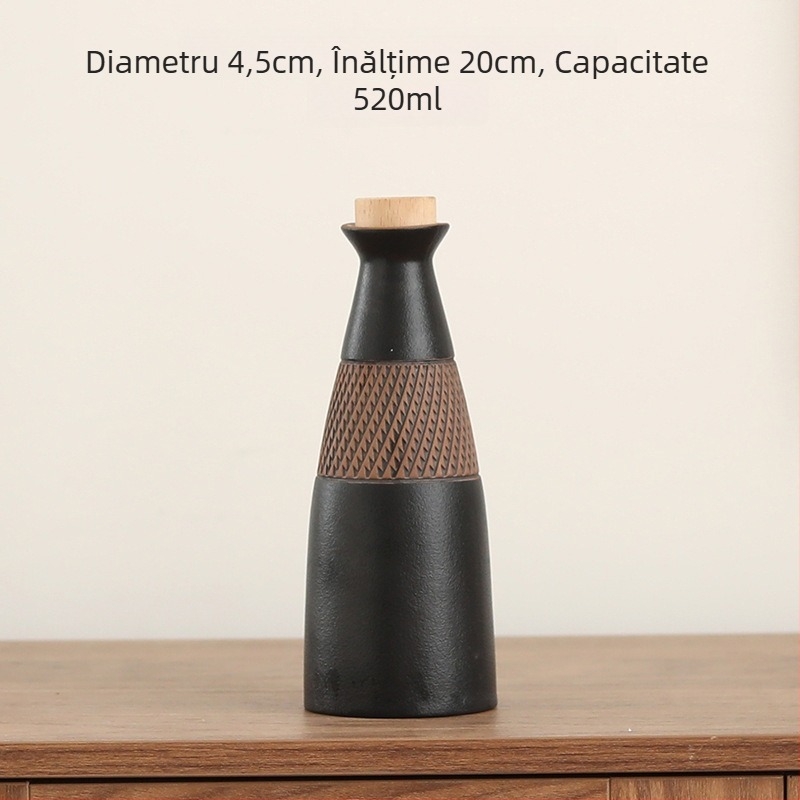 Carafă ceramică pentru vin, stil rustic vintage, mică – set de sticle cu capac etanș pentru uz casnic