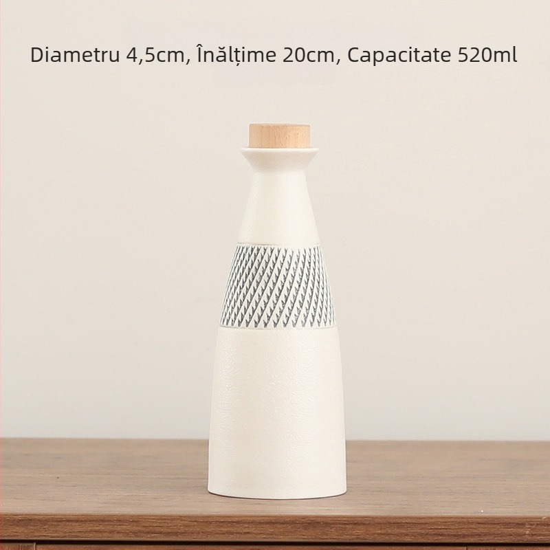 Carafă ceramică pentru vin, stil rustic vintage, mică – set de sticle cu capac etanș pentru uz casnic