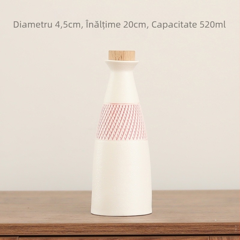 Carafă ceramică pentru vin, stil rustic vintage, mică – set de sticle cu capac etanș pentru uz casnic