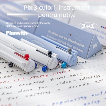 Stilou gel triunghiular cu trei culori – cerneală cu uscare rapidă, corp din plastic, Yu xian