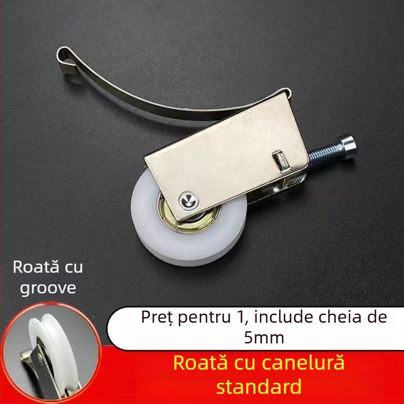 Roata pentru ușă glisantă de dulap, aliaj de titan, pentru uși din sticlă, profil convex-concav, Unique
