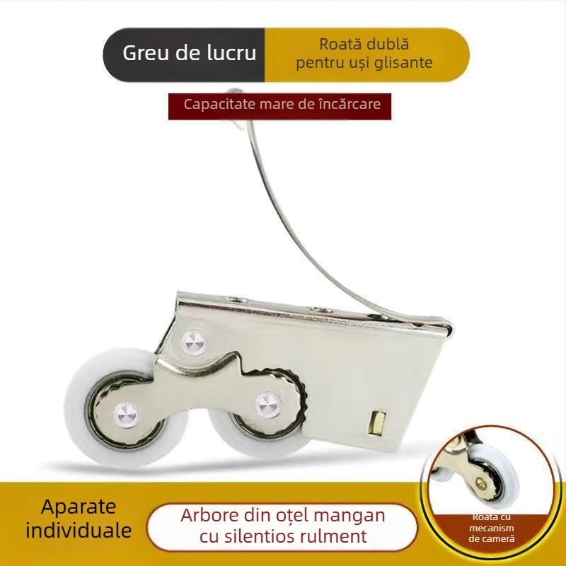 Roata pentru ușă glisantă de dulap, aliaj de titan, pentru uși din sticlă, profil convex-concav, Unique