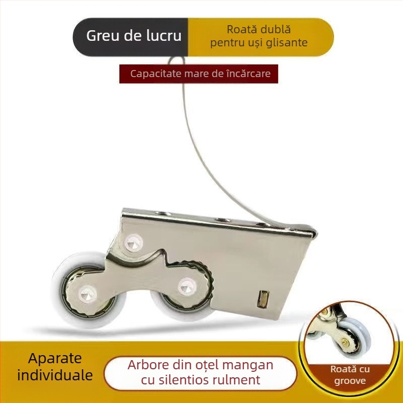 Roata pentru ușă glisantă de dulap, aliaj de titan, pentru uși din sticlă, profil convex-concav, Unique